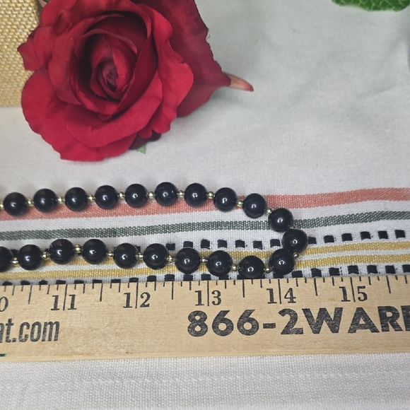 1 Multicolored Circle w/ Blk Beads & 1 Black Beaded W/ Gold Tone Necklaces - Picture 6 of 11